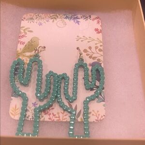 Turquoise Beaded Cactus Earrings